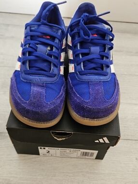 adidas Kids Royal Blue Indoor Soccer Sneakers with Gum Outsole